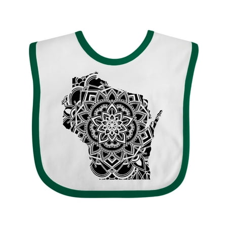 Inktastic Wisconsin Silhouette Mandala Gift Baby Boy or Baby Girl Bib