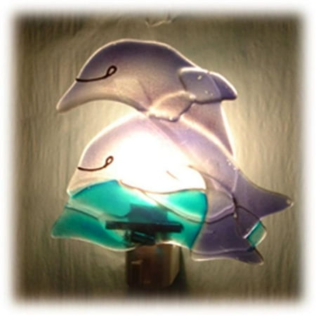 W2 Trading WT-NL008C Glass Dolphins Night Light