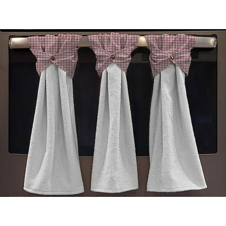 Checked Gingham Wraparound Snap Hanging Towels (Set of 2) by Penny s Needful Things (Pink) (Terrycloth Color: White) 
Checked Gingham Wraparound Snap Hanging Towels (Set of 2) by Penny s Needful Things (Pink) (Terrycloth Color: White)