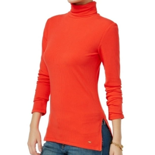 Tommy Hilfiger NEW Maui Orange Womens Size XL Ribbed Turtleneck Top