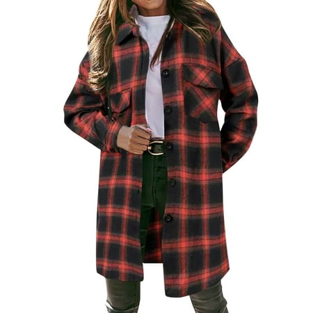 koaiezne Women s Overcoat Classic Button Down Plaid Printed Winter Fleece Lined Lapel Coat Shirts Outwear With Pockets Maternity Coats Extender Womens Petite Outerwear
koaiezne Women s Overcoat Classic Button Down Plaid Printed Winter Fleece Lined Lapel Coat Shirts Outwear With Pockets Maternity Coats Extender Womens Petite Outerwear