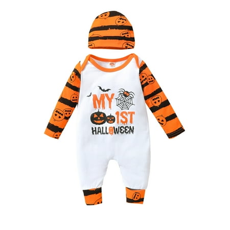 Toddler Baby Jumpsuit Set Pumpkin Letter Print Long Sleeve Romper with Striped Hat Infant 2Pcs Outfits
Toddler Baby Jumpsuit Set Pumpkin Letter Print Long Sleeve Romper with Striped Hat Infant 2Pcs Outfits
