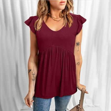 Women Elegant Chiffon Babydoll Blouses Casual V Neck Ruffle Short Sleeve T-Shirts Comfy Solid Summer Trendy Tunic Tops
Women Elegant Chiffon Babydoll Blouses Casual V Neck Ruffle Short Sleeve T-Shirts Comfy Solid Summer Trendy Tunic Tops
