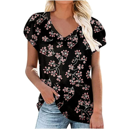 Fashion Blouse for Women Summer 2022 Sexy V Neck Cap Sleeve Floral Print Shirts Loose Fit Casual Tops Black Hide Belly
Fashion Blouse for Women Summer 2022 Sexy V Neck Cap Sleeve Floral Print Shirts Loose Fit Casual Tops Black Hide Belly