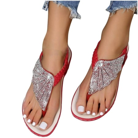 Thong Flat Sandals Casual Beaded Flower Rhinestone T Strap Dress Sandals Adjustable Ankle Buckle Dress Thong Sandals for Women Summer Wedding
Thong Flat Sandals Casual Beaded Flower Rhinestone T Strap Dress Sandals Adjustable Ankle Buckle Dress Thong Sandals for Women Summer Wedding