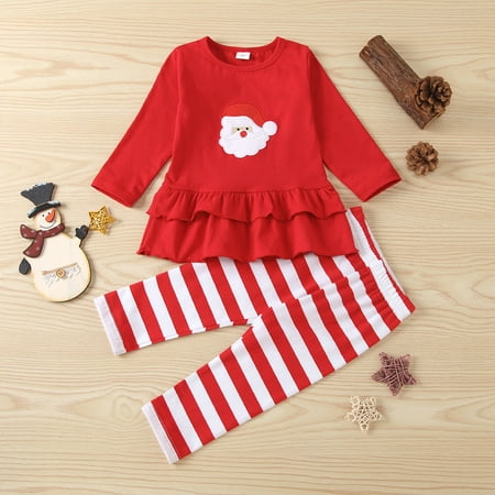 Hunpta Xmas Kids Toddler Child Baby Girls Long Sleeve Ruffled Cute Cartoon Blouse Top Striped Pant Trousers Outfits Set 2PCS
Hunpta Xmas Kids Toddler Child Baby Girls Long Sleeve Ruffled Cute Cartoon Blouse Top Striped Pant Trousers Outfits Set 2PCS