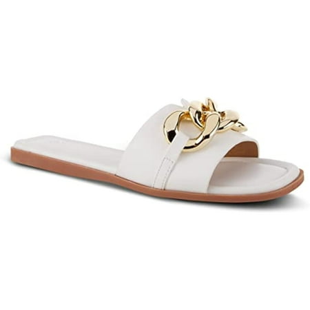 Patrizia Women s Barbee Slip-On Slide Sandals White 8 M US
