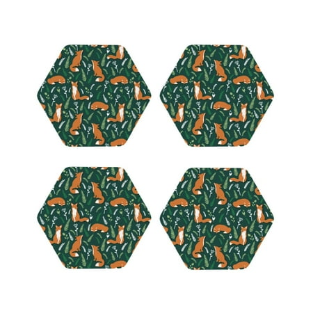 Drink Coasters Set of 4 Fox Green Plants Leather Coasters for Coffee Table Protector Heat Resistant Cute Coasters for Home Decor Housewarming Gifts Bar Kitchen 4 Inch Hexagon
Drink Coasters Set of 4 Fox Green Plants Leather Coasters for Coffee Table Protector Heat Resistant Cute Coasters for Home Decor Housewarming Gifts Bar Kitchen 4 Inch Hexagon