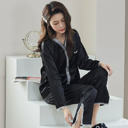 DanceeMangoo 2 Piece Women Set Spring Autumn Long Sleeve Pajamas for Woman Fashion Silk Sleepwear Home Cloth Lace Soft Trousers Satin Pajama
DanceeMangoo 2 Piece Women Set Spring Autumn Long Sleeve Pajamas for Woman Fashion Silk Sleepwear Home Cloth Lace Soft Trousers Satin Pajama