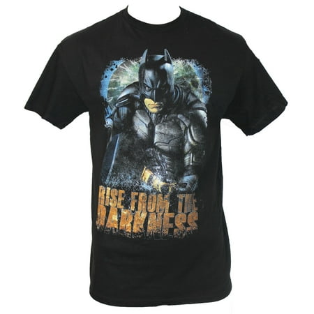 Batman (Dc Comics) Mens T-Shirt - "Rises From the Darkness" Scratchy Image