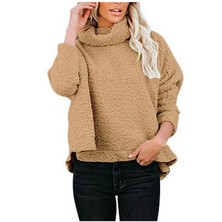 Ladies Fashion Solid Color Turtleneck Casual Plush Long Sleeve Pullover Sweater Top black long sleeve shirt women corset tops for women Brown M
Ladies Fashion Solid Color Turtleneck Casual Plush Long Sleeve Pullover Sweater Top black long sleeve shirt women corset tops for women Brown M
