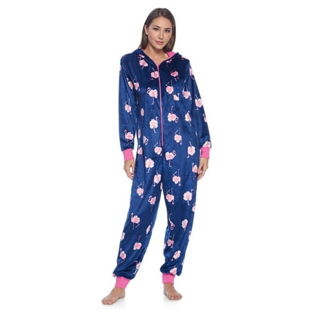 Ashford & Brooks Women s Fleece Hooded One Piece Pajama Union Jumpsuit