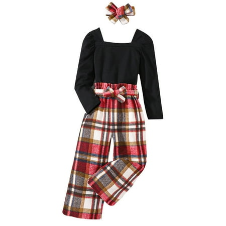 Toddler Kids Baby Girls Long Sleeve Solid Tops Plaid Pants With Headbands And Belt Outfits Set 4PCS
Toddler Kids Baby Girls Long Sleeve Solid Tops Plaid Pants With Headbands And Belt Outfits Set 4PCS