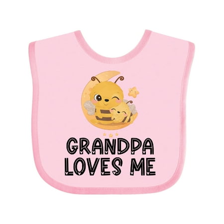 Inktastic Bees-moon Grandpa Loves Me Gift Baby Boy or Baby Girl Bib