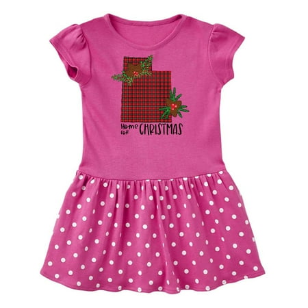 Inktastic Home for Christmas Utah in Plaid with Holly Gift Baby Girl Dress