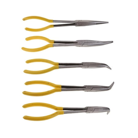 5 Pieces Extra Long Nose Straight Bent Nose Pliers Hand Tools 11inch