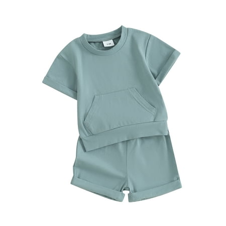Toddler Boys 2 Piece Outfits Solid Color Short Sleeve T-Shirt and Elastic Shorts Summer Clothes Set
Toddler Boys 2 Piece Outfits Solid Color Short Sleeve T-Shirt and Elastic Shorts Summer Clothes Set