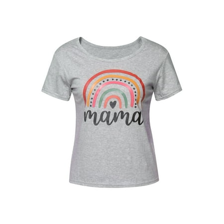 Mommy and Me Fresh Rainbow T Shirt Short Sleeve Casual Matching Summer Clothes