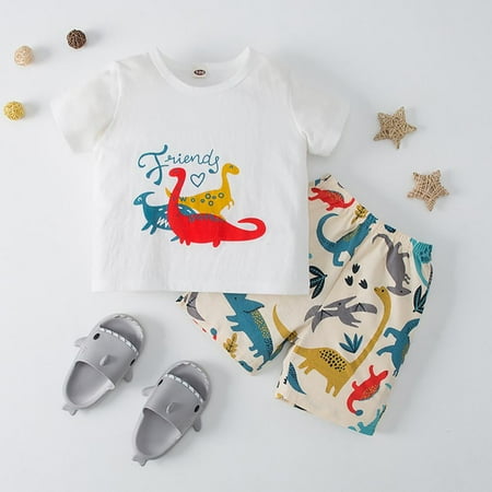LOVEBAY 1-5T Summer Toddler Short Set Cute Cartoon Dinosaur Print T-shirt+Shorts Casual Short Sleeve Top Tee+Short Pants Kids Outfits (White)
LOVEBAY 1-5T Summer Toddler Short Set Cute Cartoon Dinosaur Print T-shirt+Shorts Casual Short Sleeve Top Tee+Short Pants Kids Outfits (White)
