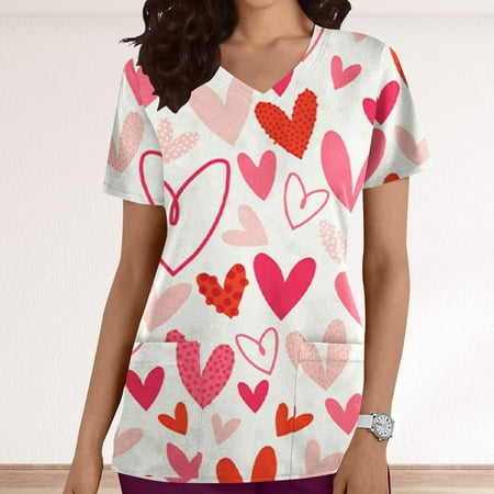 Valentines Day Gifts for Her UHEOUN Womens Tops Valentines Scrubs for Women Fashion Women s V-Neck Casual Short Sleeve Printed Pocketss Ladies Tops Blouse with Pocketss End of Year Clearance
Valentines Day Gifts for Her UHEOUN Womens Tops Valentines Scrubs for Women Fashion Women s V-Neck Casual Short Sleeve Printed Pocketss Ladies Tops Blouse with Pocketss End of Year Clearance