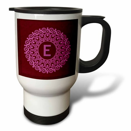 Monogram E pink and magenta mandala on rich wine red muted grunge damask 14oz Stainless Steel Travel Mug tm-32203-1
Monogram E pink and magenta mandala on rich wine red muted grunge damask 14oz Stainless Steel Travel Mug tm-32203-1