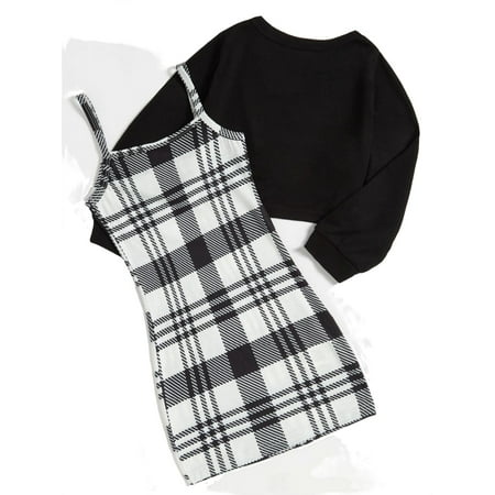 Casual Plaid Round Neck Long Sleeve Black and White Toddler Girls Two-piece Outfits (Girl s)
Casual Plaid Round Neck Long Sleeve Black and White Toddler Girls Two-piece Outfits (Girl s)