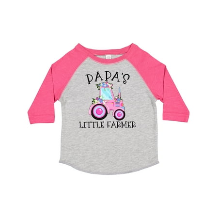 Inktastic Papa s Little Farmer- Pink Tractor and Flowers Gift Toddler Boy or Toddler Girl T-Shirt