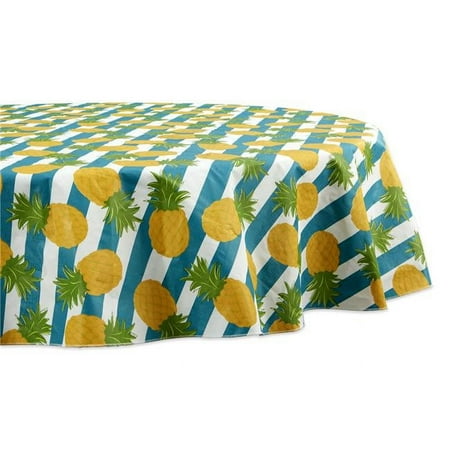 Design Imports 70 in. Round Pineapple Vinyl Tablecloth