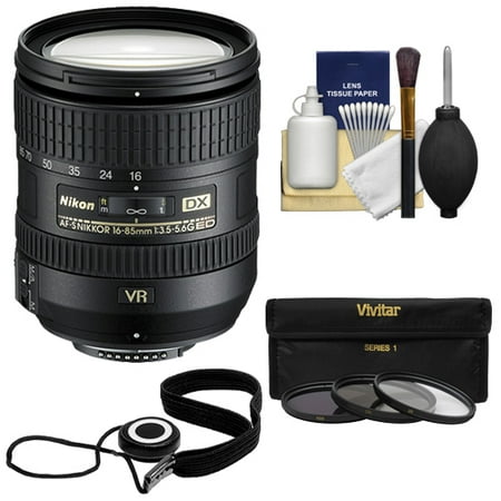 Nikon 16-85mm f\/3.5-5.6 G VR DX AF-S ED Zoom-Nikkor Lens with 3 UV\/ND8\/CPL Filters + Kit for D3200, D3300, D5300, D5500, D7100, D7200 DSLR Cameras Nikon 16-85mm f\/3.5-5.6 G VR DX AF-S ED Zoom-Nikkor Lens with 3 UV\/ND8\/CPL Filters + Kit for D3200, D3300, D5300, D5500, D7100, D7200 DSLR Cameras