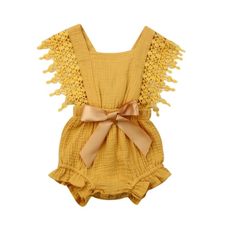 Calsunbaby Newborn Baby Girls Solid Color Sleeveless Romper Casual Cotton Linen Jumpsuit Summer Clothes Yellow 12-18 Months
Calsunbaby Newborn Baby Girls Solid Color Sleeveless Romper Casual Cotton Linen Jumpsuit Summer Clothes Yellow 12-18 Months