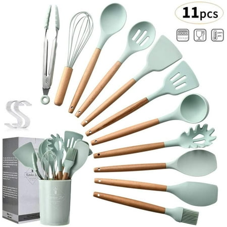 Silicone Kitchen Utensils 11 pieces kit Kitchen Utensils Silicone and Wood Spatula Spoon Spatula Ladle Whisk Spaghetti Tongs Storage Jar Green
Silicone Kitchen Utensils 11 pieces kit Kitchen Utensils Silicone and Wood Spatula Spoon Spatula Ladle Whisk Spaghetti Tongs Storage Jar Green