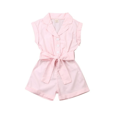 Baby Girls Summer Sleeveless Romper Solid Color Lapel V-neck Button Jumpsuit Kids High Waist One-piece Shorts
Baby Girls Summer Sleeveless Romper Solid Color Lapel V-neck Button Jumpsuit Kids High Waist One-piece Shorts
