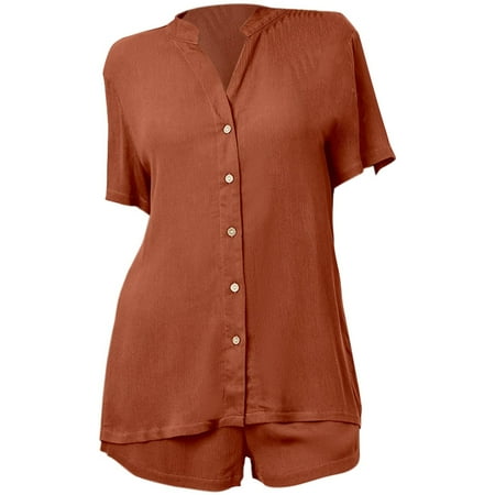 Spring And Summer Solid Color V Neck Loose Button T Shirt Shorts Home Casual Suit Silk Pajamas for Women Womens Sleepwear Flannel
Spring And Summer Solid Color V Neck Loose Button T Shirt Shorts Home Casual Suit Silk Pajamas for Women Womens Sleepwear Flannel