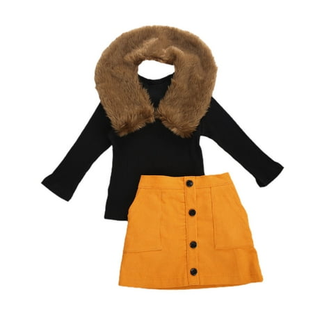 One opening Kids Girls 3 Pcs Sets Long Sleeve Knit Top + Button Pocket A-line Skirt + Faux Fur Coll
One opening Kids Girls 3 Pcs Sets Long Sleeve Knit Top + Button Pocket A-line Skirt + Faux Fur Coll