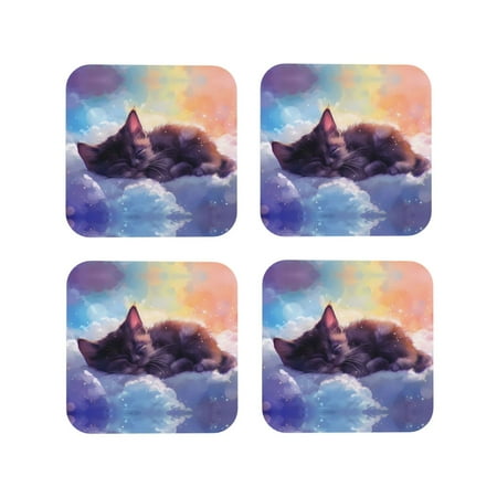 Leather Coasters with Heat-resistant for Drinks Colorful Cloud Sleeping Cat Cup Coasters Cup Pad Mat for Tabletop Protection Coffee Table Office Desk and Housewarming Gift
Leather Coasters with Heat-resistant for Drinks Colorful Cloud Sleeping Cat Cup Coasters Cup Pad Mat for Tabletop Protection Coffee Table Office Desk and Housewarming Gift