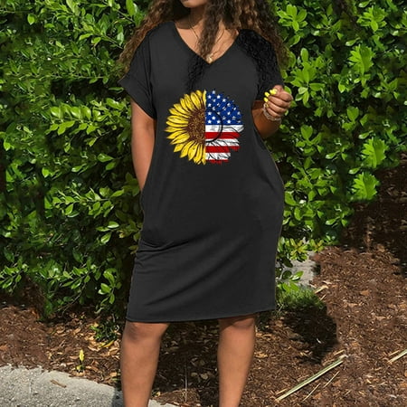 Hvyesh 4th of July Dresses Women Plus Size Summer Midi Dress Beach Graphic V Neck Sundresses Comfortable Short Sleeve Cool Dresses 2023 Black
Hvyesh 4th of July Dresses Women Plus Size Summer Midi Dress Beach Graphic V Neck Sundresses Comfortable Short Sleeve Cool Dresses 2023 Black