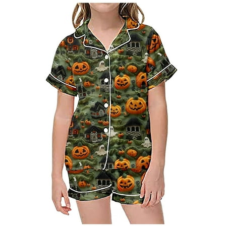 REDARER Clearance Halloween 2 Piece Sets Pajamas for Kids Children Graphic Print Short Sleeve Button Shirt Shorts Pajama Set Halloween Costumes Woman 2024 Light Green 10-11 Years
REDARER Clearance Halloween 2 Piece Sets Pajamas for Kids Children Graphic Print Short Sleeve Button Shirt Shorts Pajama Set Halloween Costumes Woman 2024 Light Green 10-11 Years