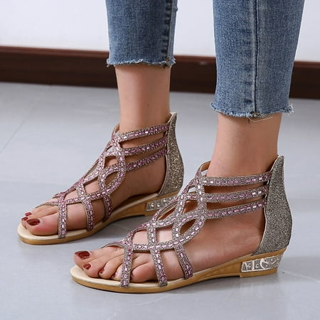 feiboyy fashion spring and summer women sandals rhinestone hollow fish mouth small wedge zipper roman style
feiboyy fashion spring and summer women sandals rhinestone hollow fish mouth small wedge zipper roman style