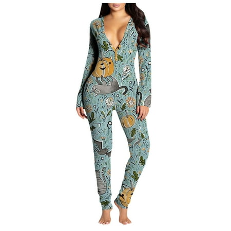 Tangnade home pajamas Women s Button-down Halloween Print Functional Buttoned Flap Adults Jumpsuit Women Jumpsuit Green S
Tangnade home pajamas Women s Button-down Halloween Print Functional Buttoned Flap Adults Jumpsuit Women Jumpsuit Green S