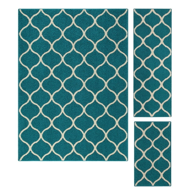 Mainstays Sheridan Fret Olefin High Low Loop 3-Piece Area Rug Set
