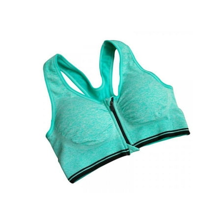 Women Fitness Stretch Yoga Workout Tank Top Front Zipped Sports Bra