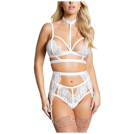 DNDKILG Strappy Sexy Bra and Panty Sets for Women Lace Lingerie Set Babydoll Teddy Lingerie with Garter White M
DNDKILG Strappy Sexy Bra and Panty Sets for Women Lace Lingerie Set Babydoll Teddy Lingerie with Garter White M