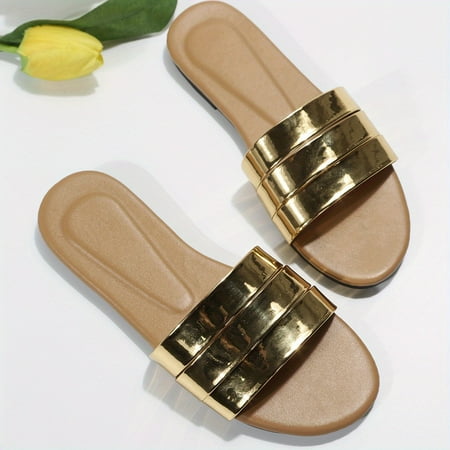 Round Toe Flat Slides Metallic Band Fashion Outdoor Slippers Women‘s Summer Footwear
Round Toe Flat Slides Metallic Band Fashion Outdoor Slippers Women‘s Summer Footwear