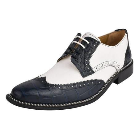 LIBERTYZENO Mens Leather Croco/Suede Printed Oxford Dress Shoes