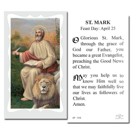 Saint Mark Catholic Prayer Holy Card with Prayer on Back Pack of 100
