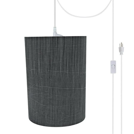 Aspen Creative 71259-21 One-Light Plug-In Swag Pendant Light Conversion Kit with Transitional Drum Fabric Lamp Shade Grey & Black 8 width
Aspen Creative 71259-21 One-Light Plug-In Swag Pendant Light Conversion Kit with Transitional Drum Fabric Lamp Shade Grey & Black 8 width