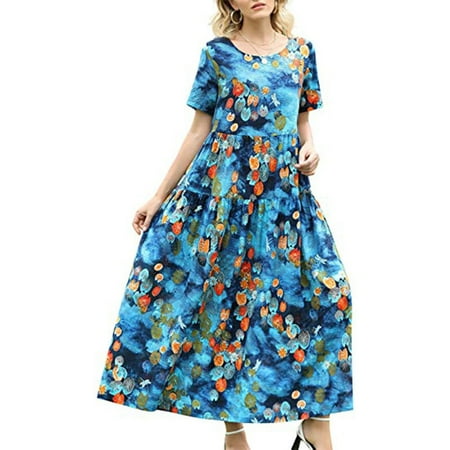 Alueeu Women Casual Loose Bohemian Floral Dress With Pockets Short Sleeve Long Maxi Summer Beach Swing Dress Maternity Dress for Women
Alueeu Women Casual Loose Bohemian Floral Dress With Pockets Short Sleeve Long Maxi Summer Beach Swing Dress Maternity Dress for Women