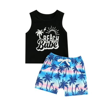 Canrulo Toddler Baby Boy Summer Tropical Print Letter Print Tank Top Elastic Waist Drawstring Shorts Set Black 6-12 Months
Canrulo Toddler Baby Boy Summer Tropical Print Letter Print Tank Top Elastic Waist Drawstring Shorts Set Black 6-12 Months