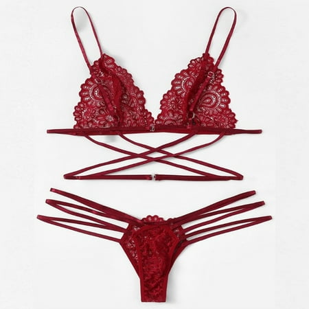 Women Lace Lingerie Nightwear Underwear G-string Bodydoll Sleepwear Bra Set