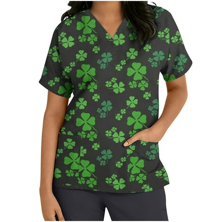 YWDJ St Patrick s Day Scrub Tops for Women Dressy Casual Plus Size Clover Print with V Neck Short Sleeve Black XL
YWDJ St Patrick s Day Scrub Tops for Women Dressy Casual Plus Size Clover Print with V Neck Short Sleeve Black XL